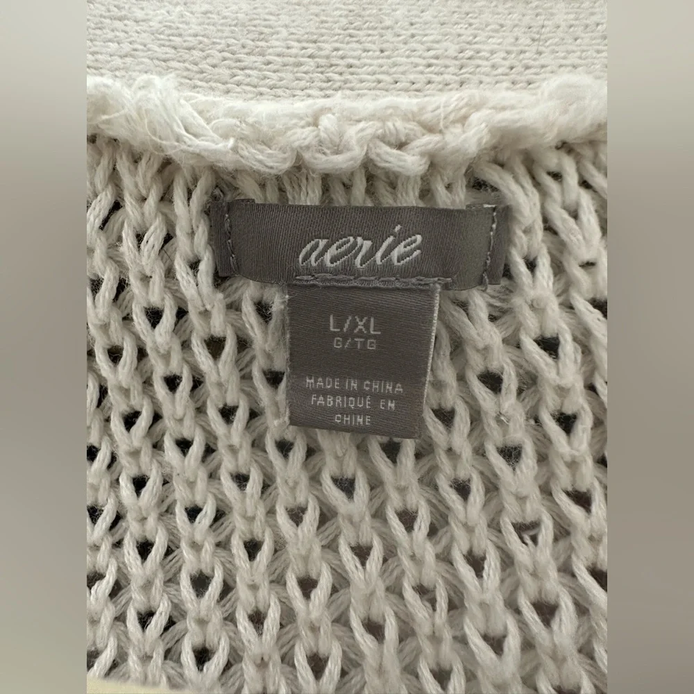 AERIE soft knit oversized open cardigan L/XL Cream Ivory - Picture 6 of 11